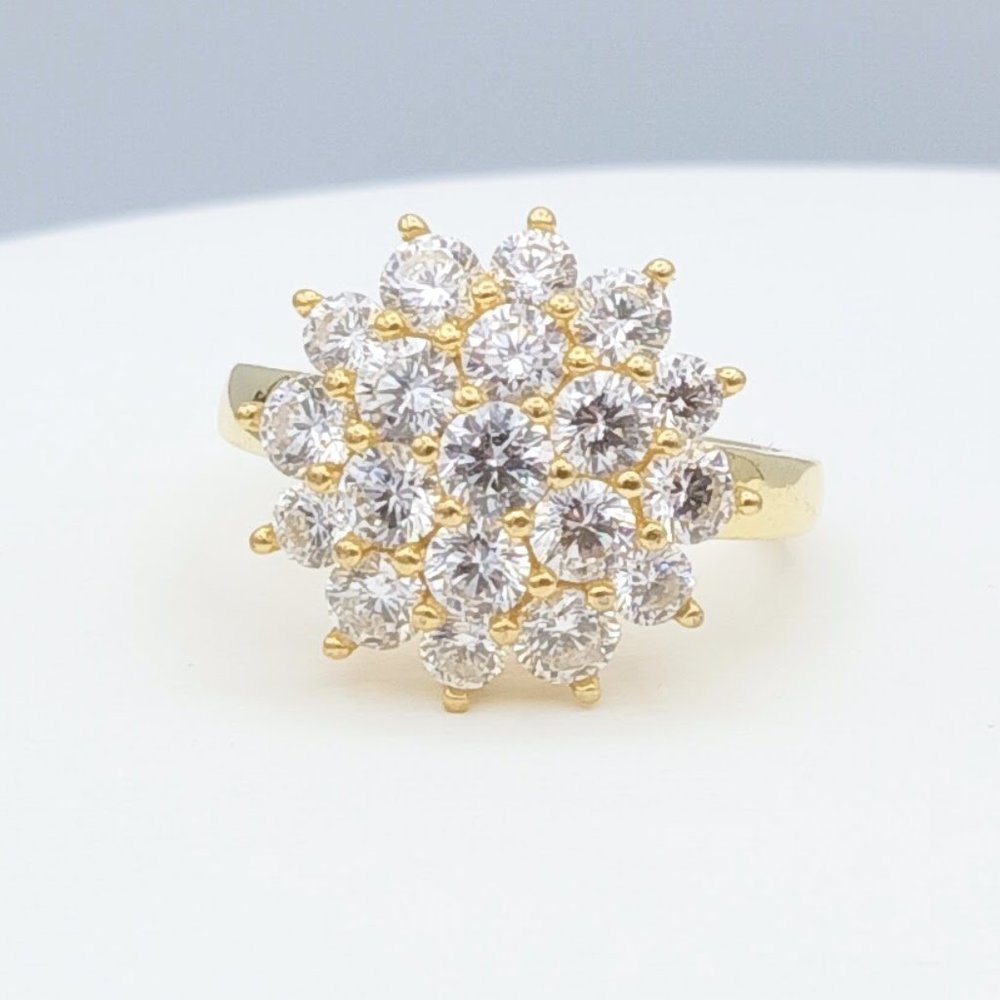 Sterling Silver DESIGNER CZ Flower Gold Ring
